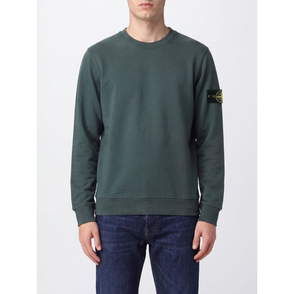 Stone Island Men Crewneck Cotton Sweatshirt Stone Island With Compass Logo Patch